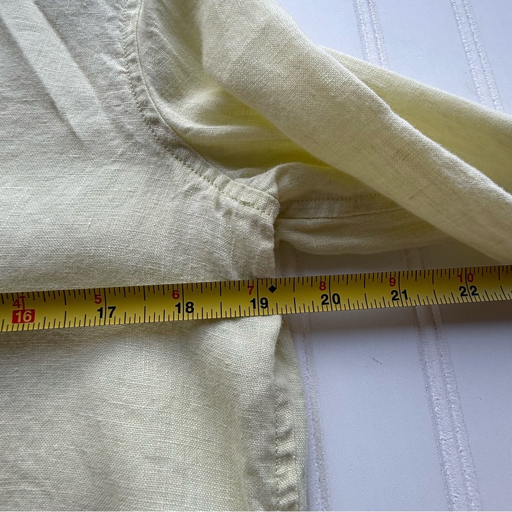 Talbots Soft Yellow Irish 100 % Linen Top sized 8 - Picture 5 of 6
